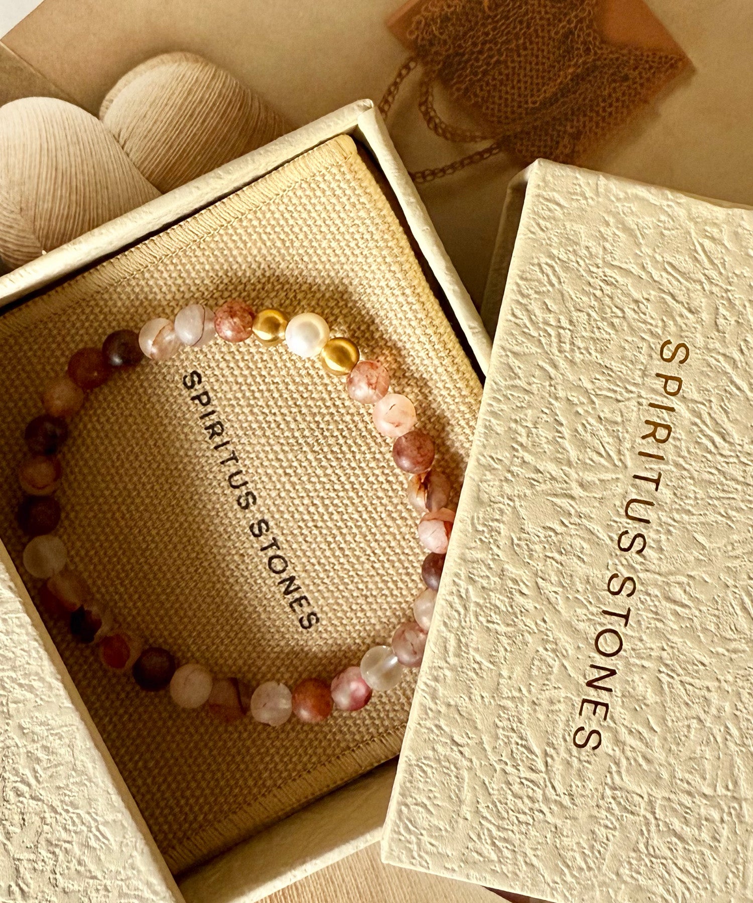 GEMINI INNER FLAME BRACELET WITH PEARL & FIRE QUARTZ