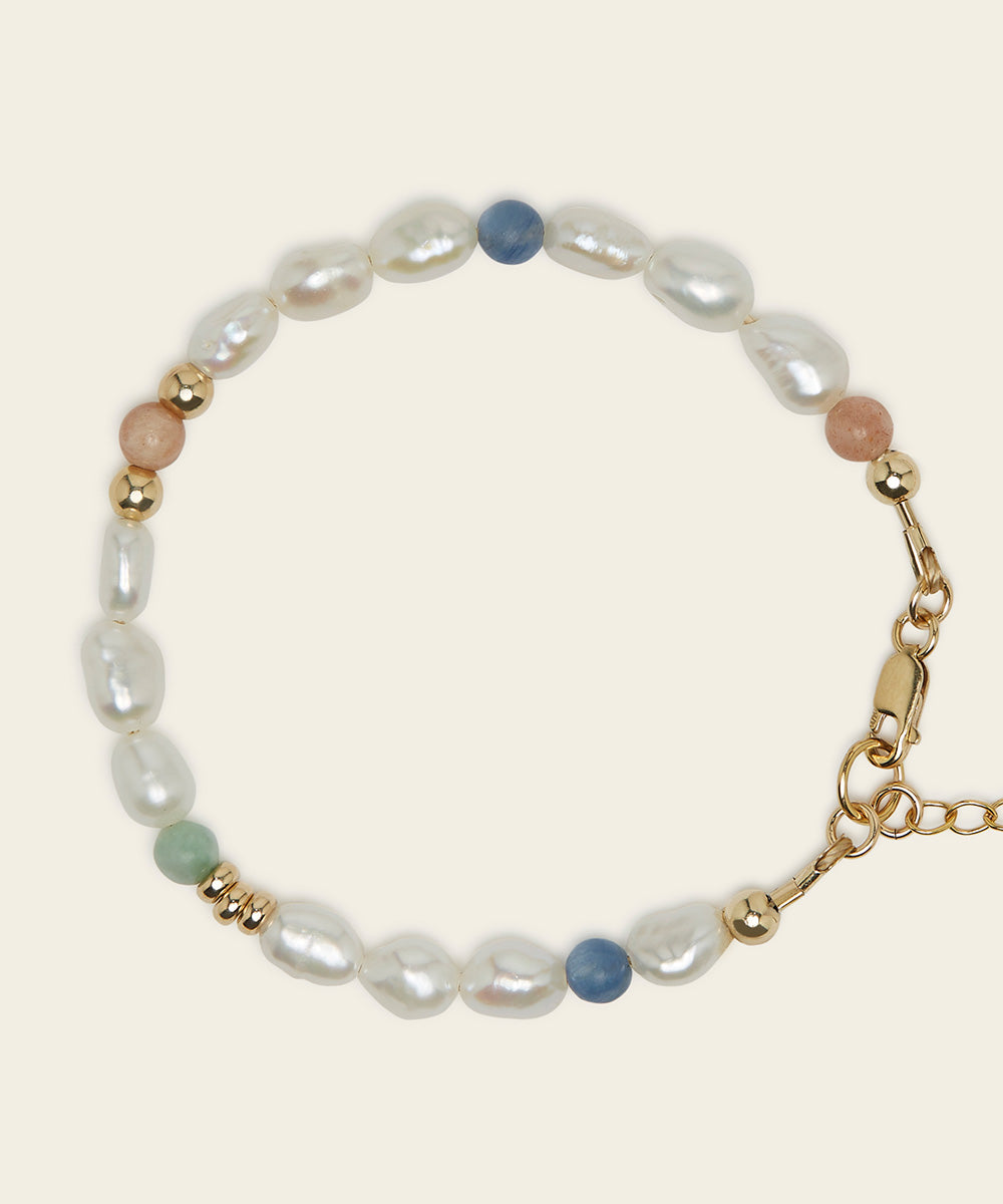 ISLAND DREAMS BRACELET WITH PEARL, KYANITE, SUNSTONE & JADE