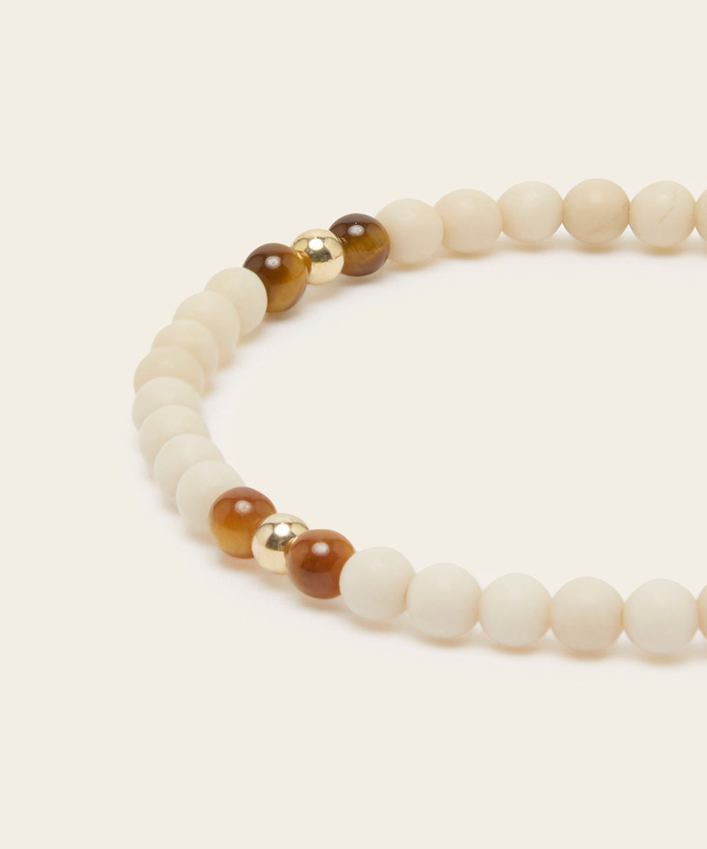 KINDRED PEACE BRACELET WITH FOSSIL CORAL & TIGER'S EYE