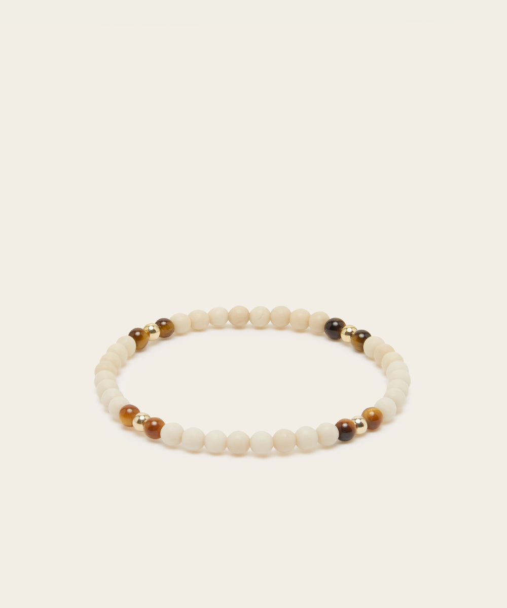 KINDRED PEACE BRACELET WITH FOSSIL CORAL & TIGER'S EYE