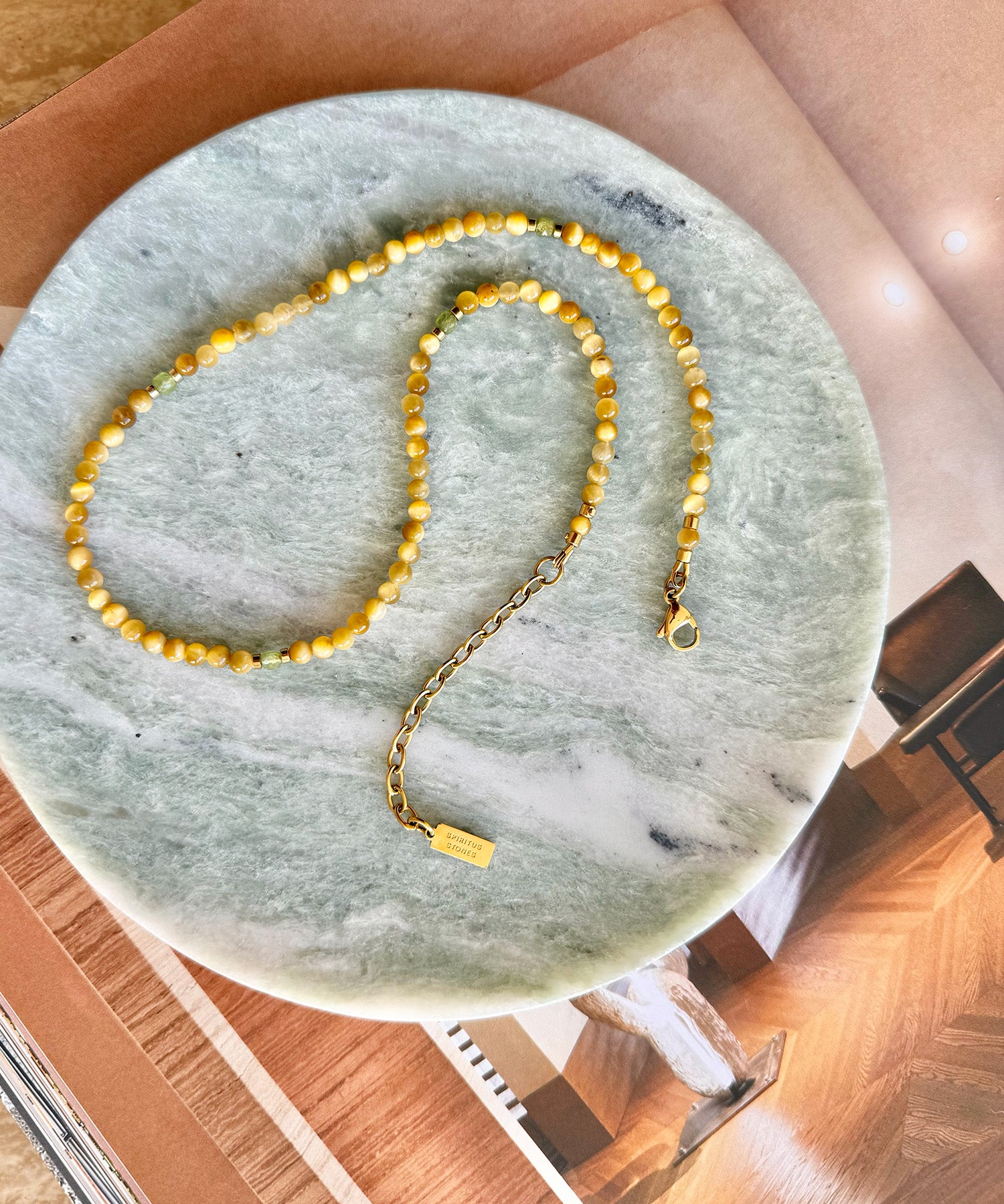 LEO WARRIOR NECKLACE WITH PERIDOT & GOLDEN TIGERS EYE (LIMITED-EDITION)