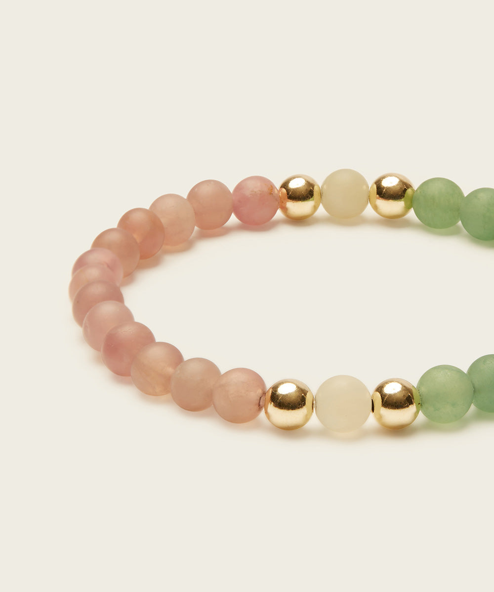 THE MOON GODDESS BRACELET WITH MOONSTONE, ROSE QUARTZ & AVENTURINE