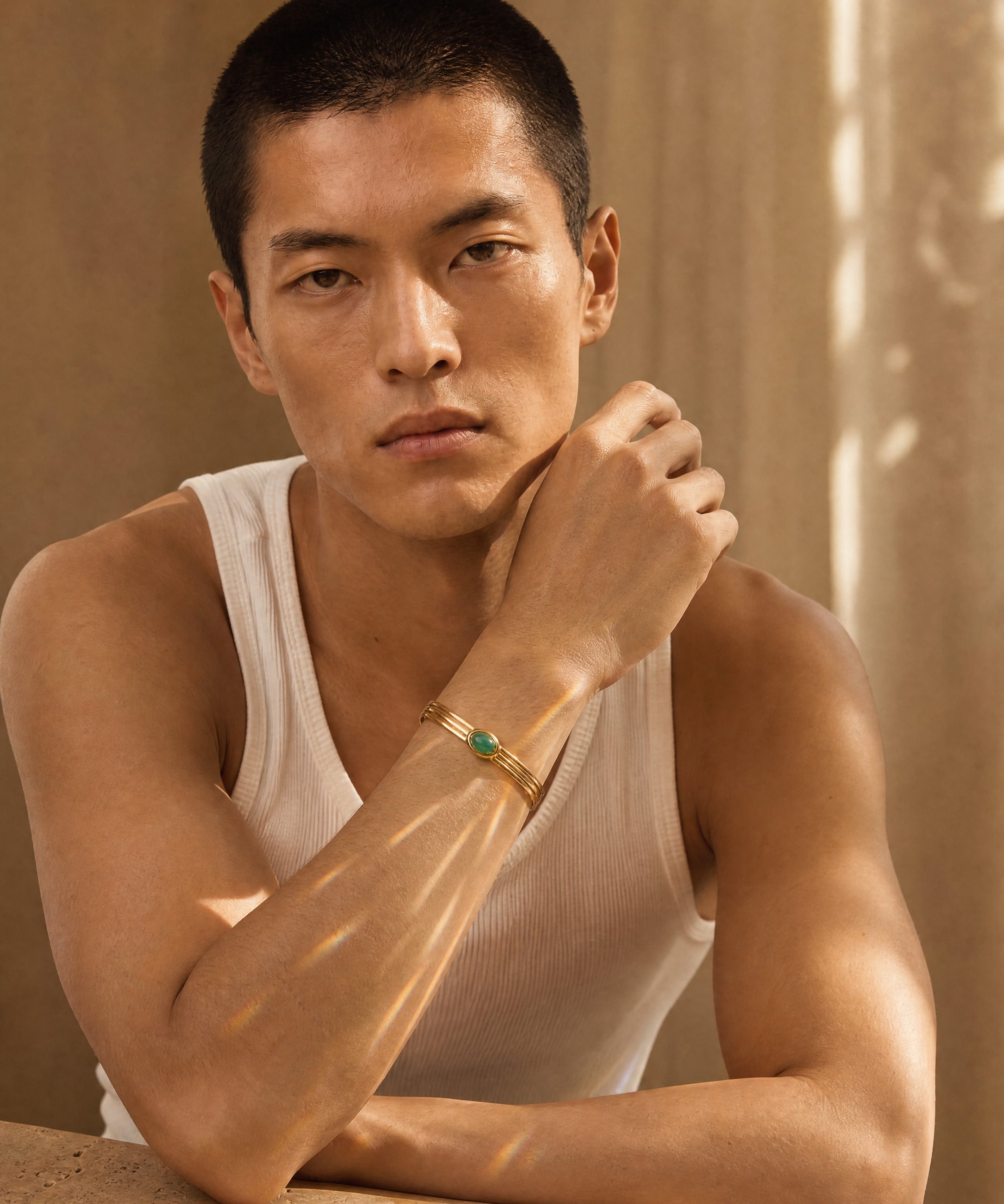 NEW BEGINNINGS CUFF BRACELET WITH AVENTURINE (LIMITED-EDITION)