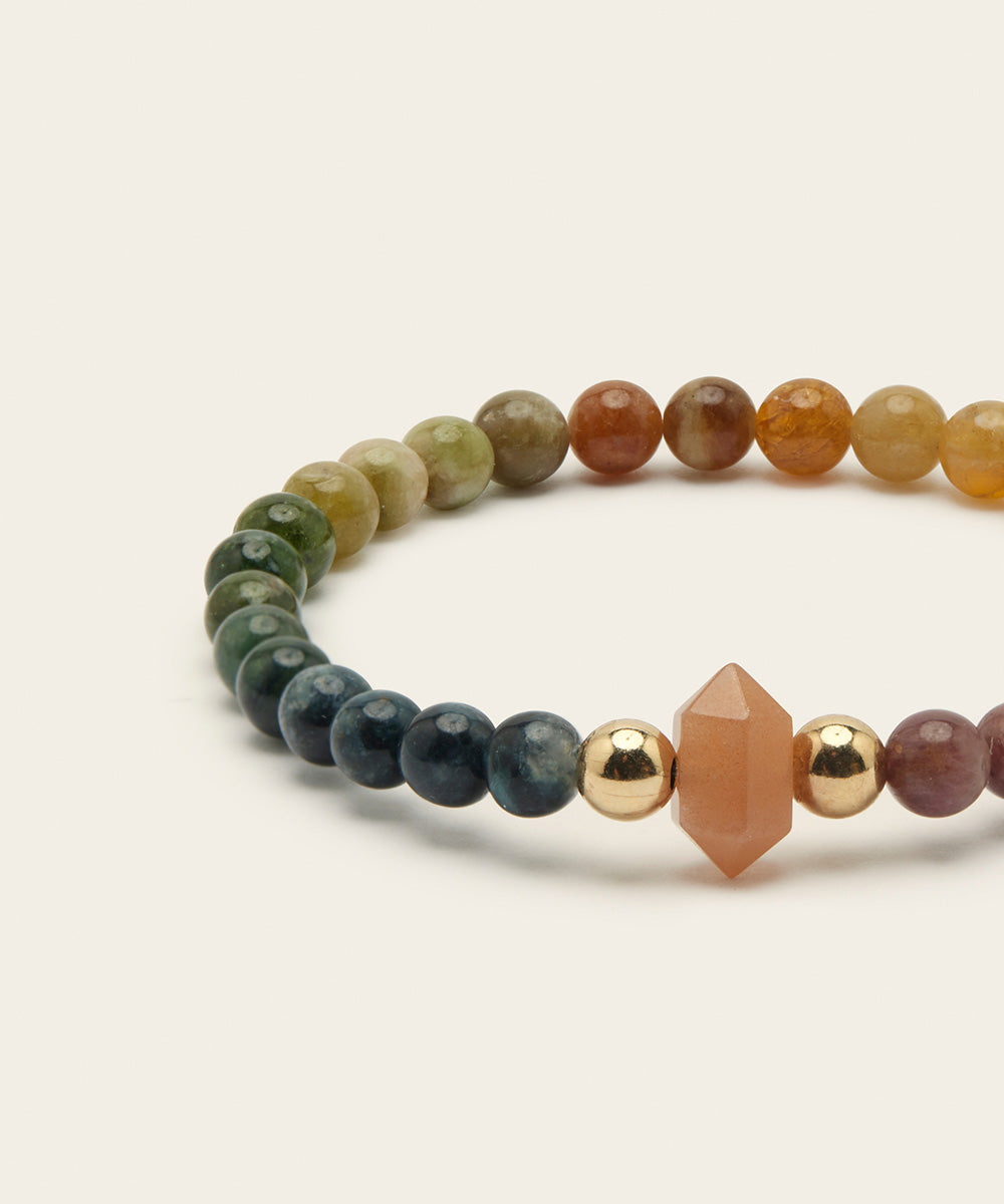 RAINBOW SERPENT BRACELET WITH SUNSTONE & RAINBOW TOURMALINE