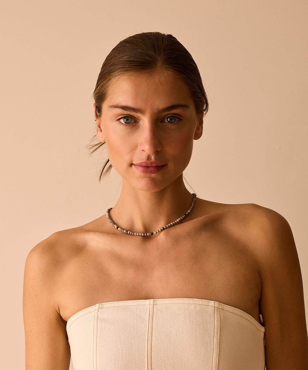 THE JOYFUL NURTURER NECKLACE WITH PICASSO JASPER & OBSIDIAN
