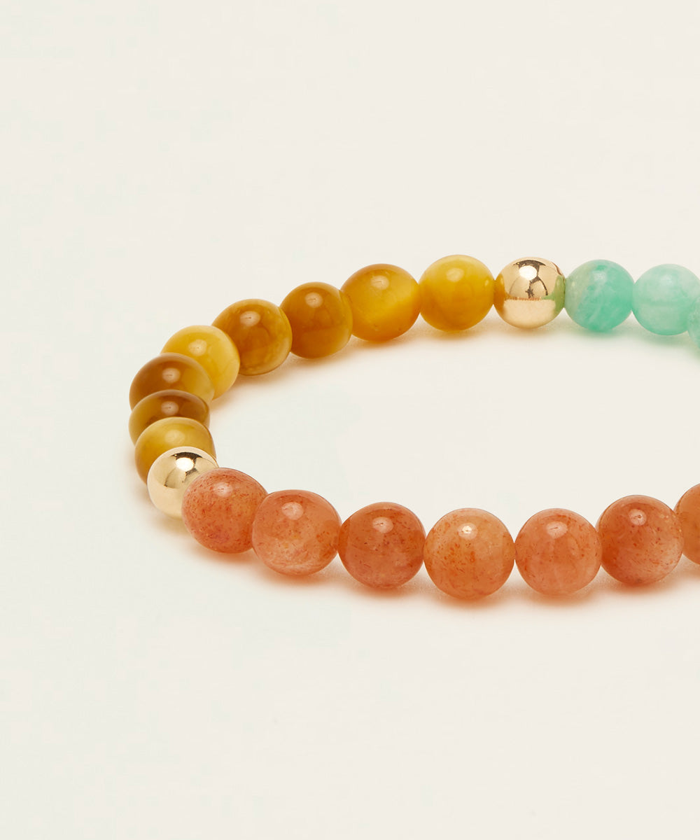 KIDS POWER BRACELET WITH GOLDEN TIGER'S EYE, SUNSTONE & AMAZONITE