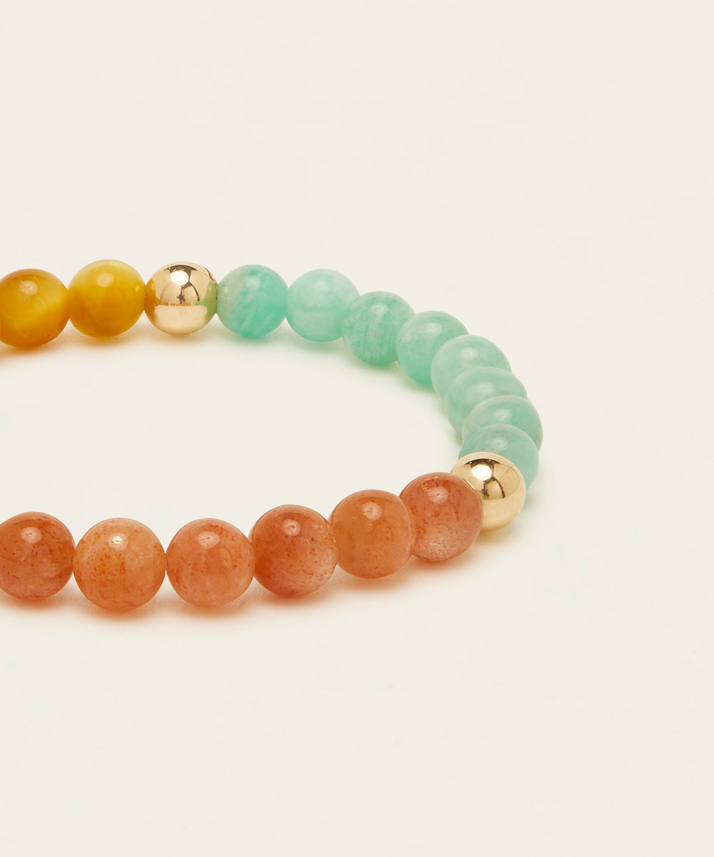 KIDS POWER BRACELET WITH GOLDEN TIGER'S EYE, SUNSTONE & AMAZONITE