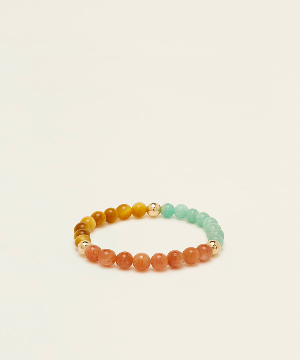 KIDS POWER BRACELET WITH GOLDEN TIGER'S EYE, SUNSTONE & AMAZONITE