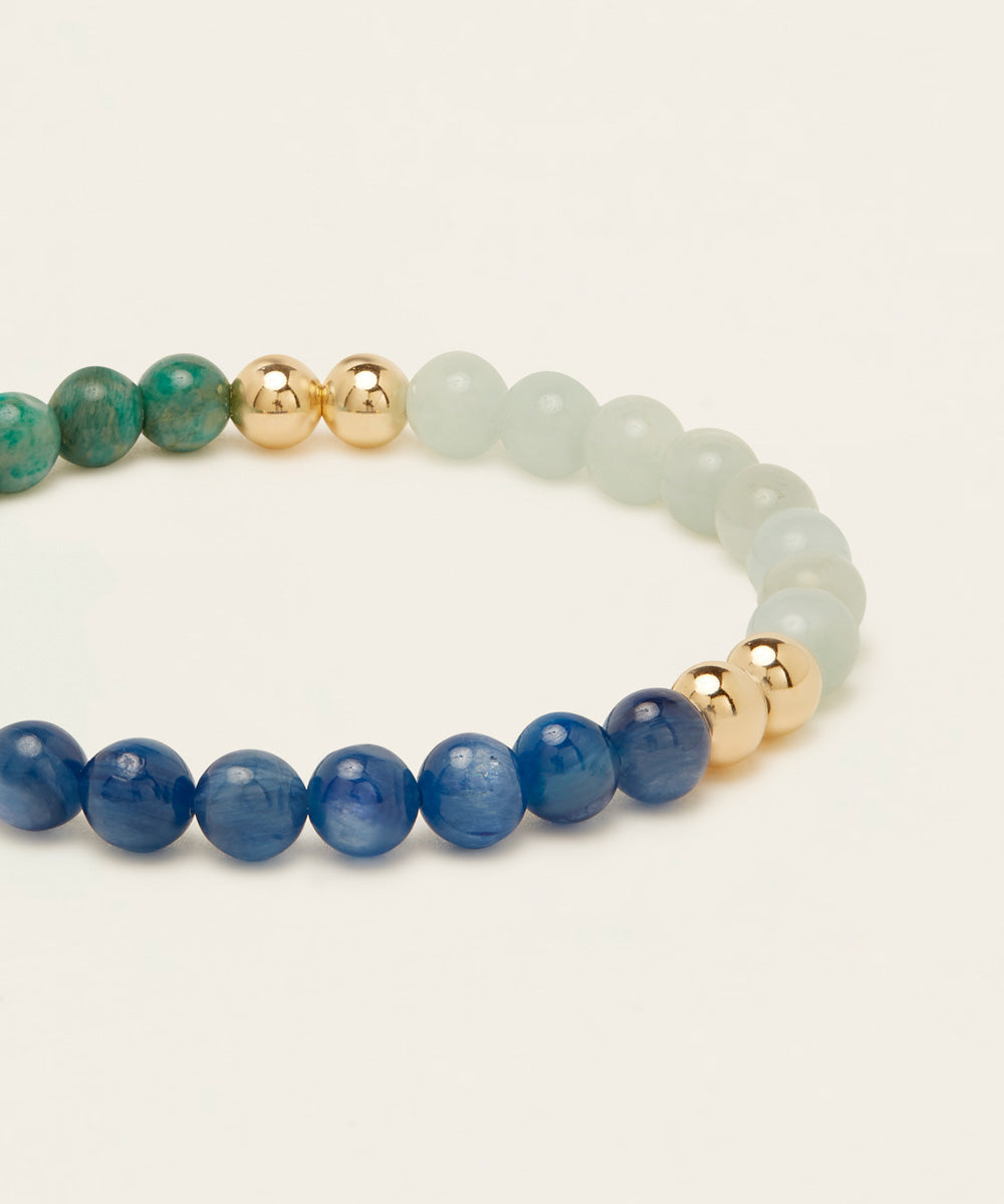 THE HALCYON BRACELET WITH AQUAMARINE, AMAZONITE & KYANITE