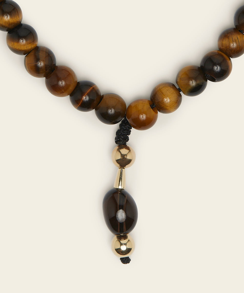 ABUNDANCE WORRY BEADS WITH TIGER'S EYE & SMOKY QUARTZ