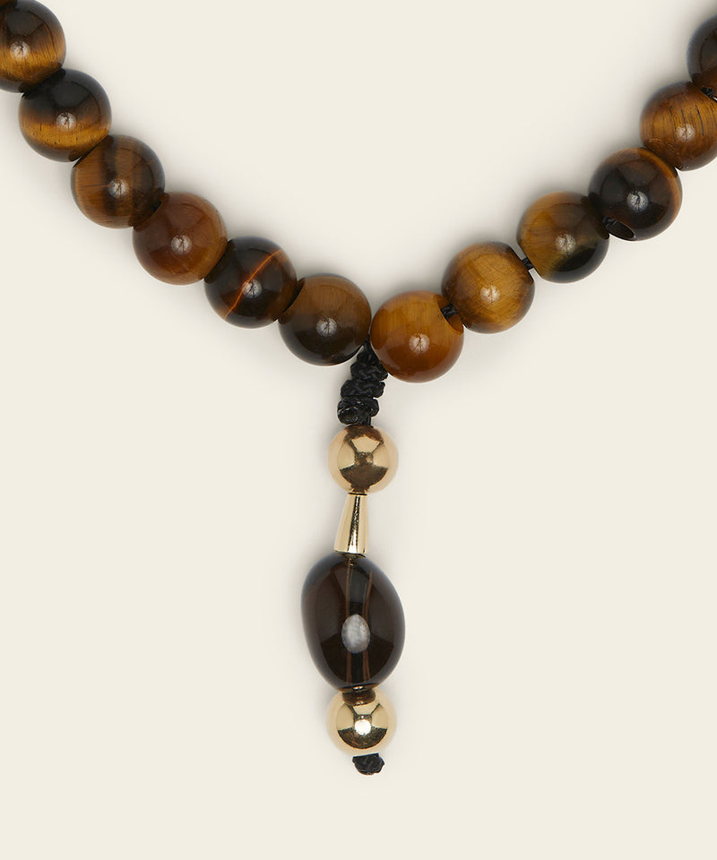 ABUNDANCE WORRY BEADS WITH TIGER'S EYE & SMOKY QUARTZ