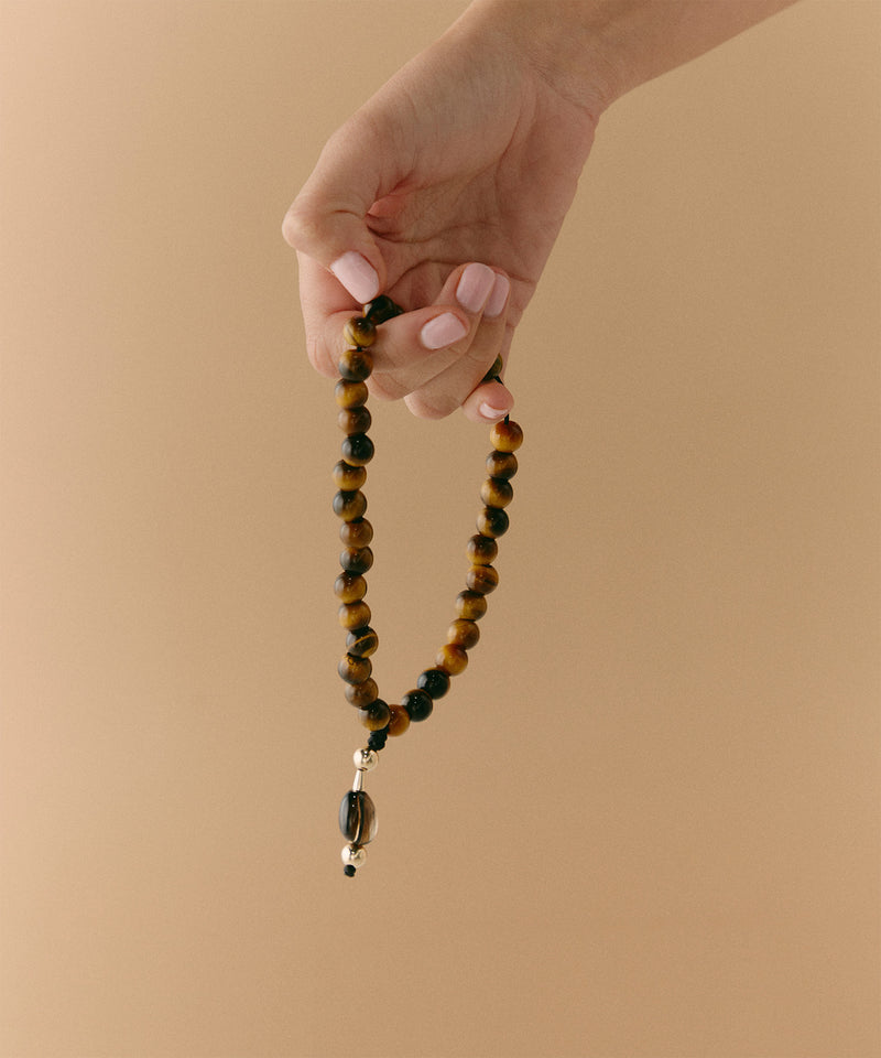 ABUNDANCE WORRY BEADS WITH TIGER'S EYE & SMOKY QUARTZ