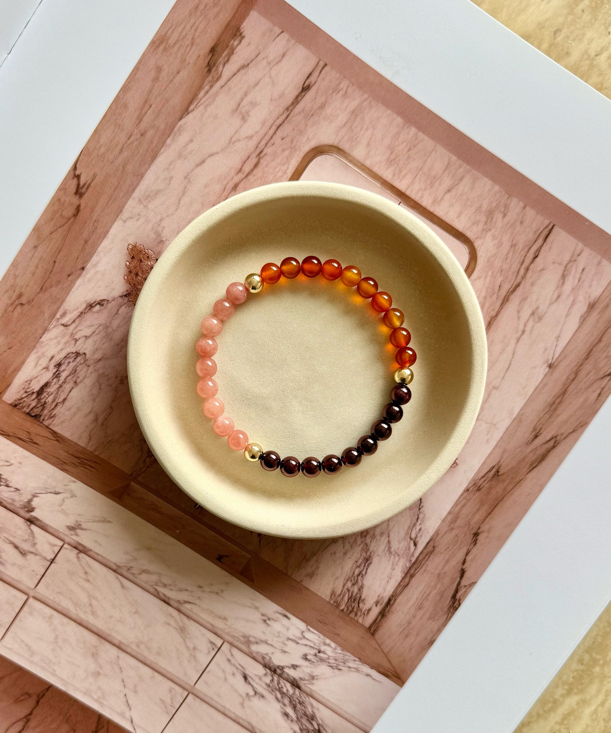 ARIES LIFE FORCE BRACELET WITH CARNELIAN, GARNET & SUNSTONE