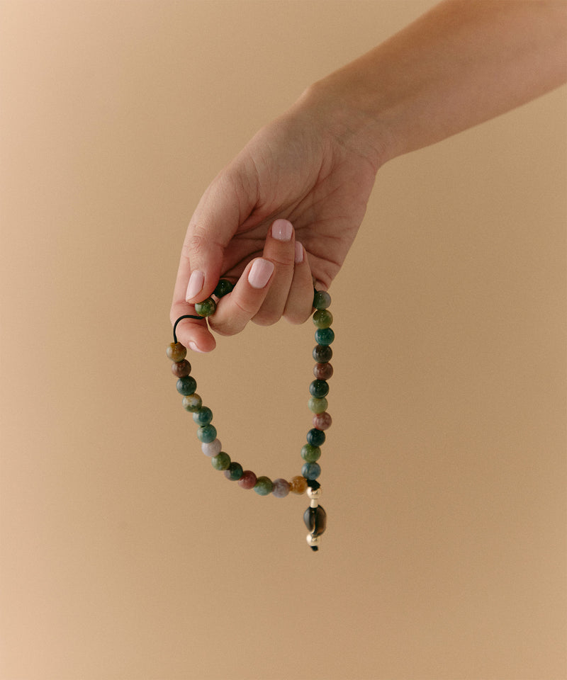 CALMING WORRY BEADS WITH INDIAN AGATE & SMOKY QUARTZ