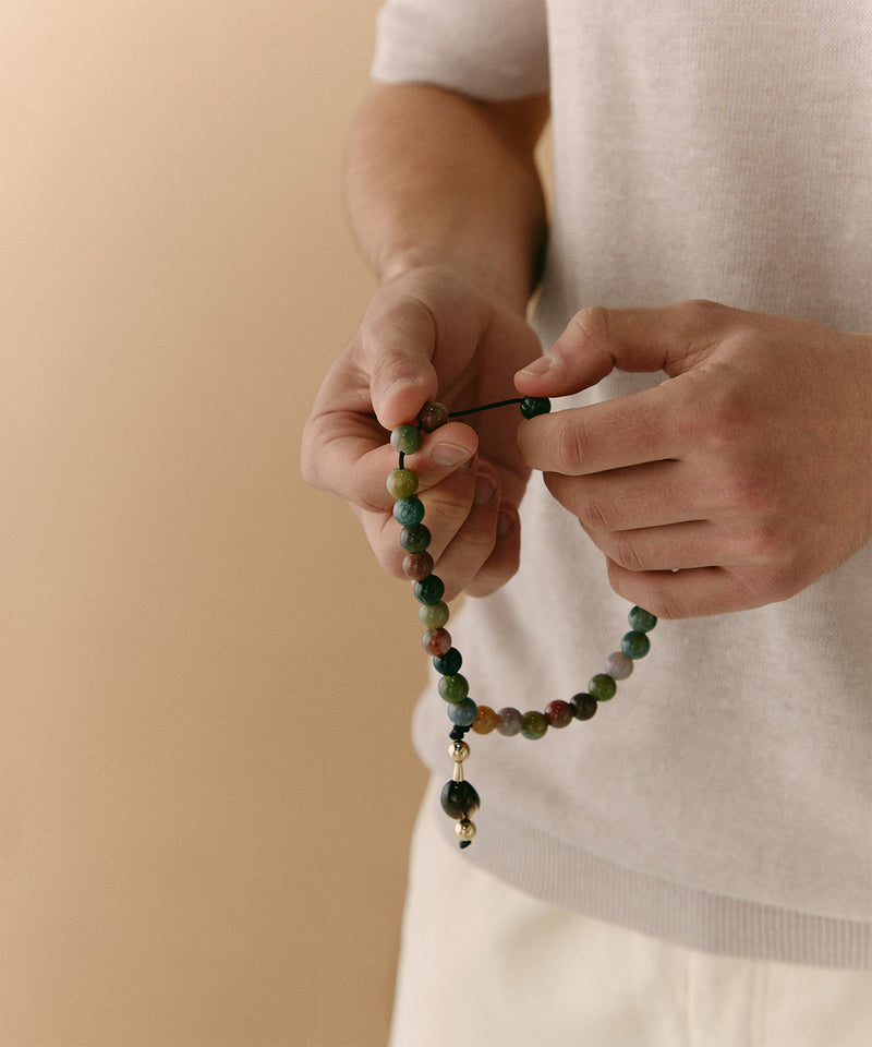 CALMING WORRY BEADS WITH INDIAN AGATE & SMOKY QUARTZ