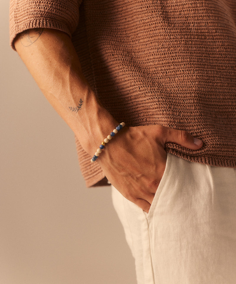 CALM SEAS BRACELET WITH KYANITE & FOSSIL CORAL