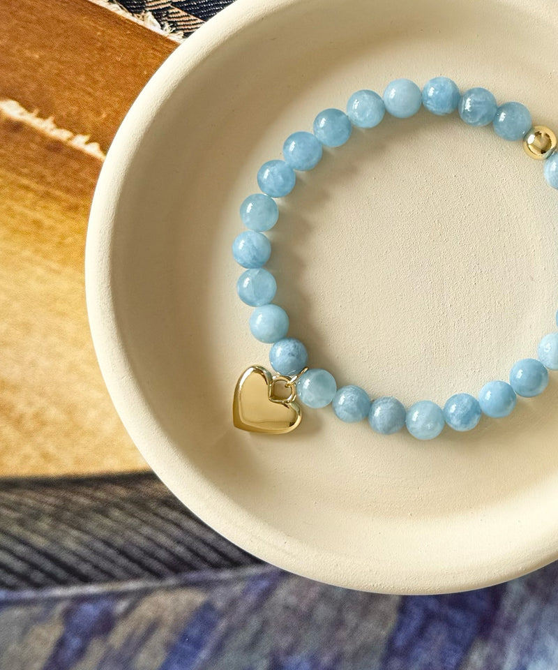 COURAGEOUS HEART BRACELET WITH AQUAMARINE