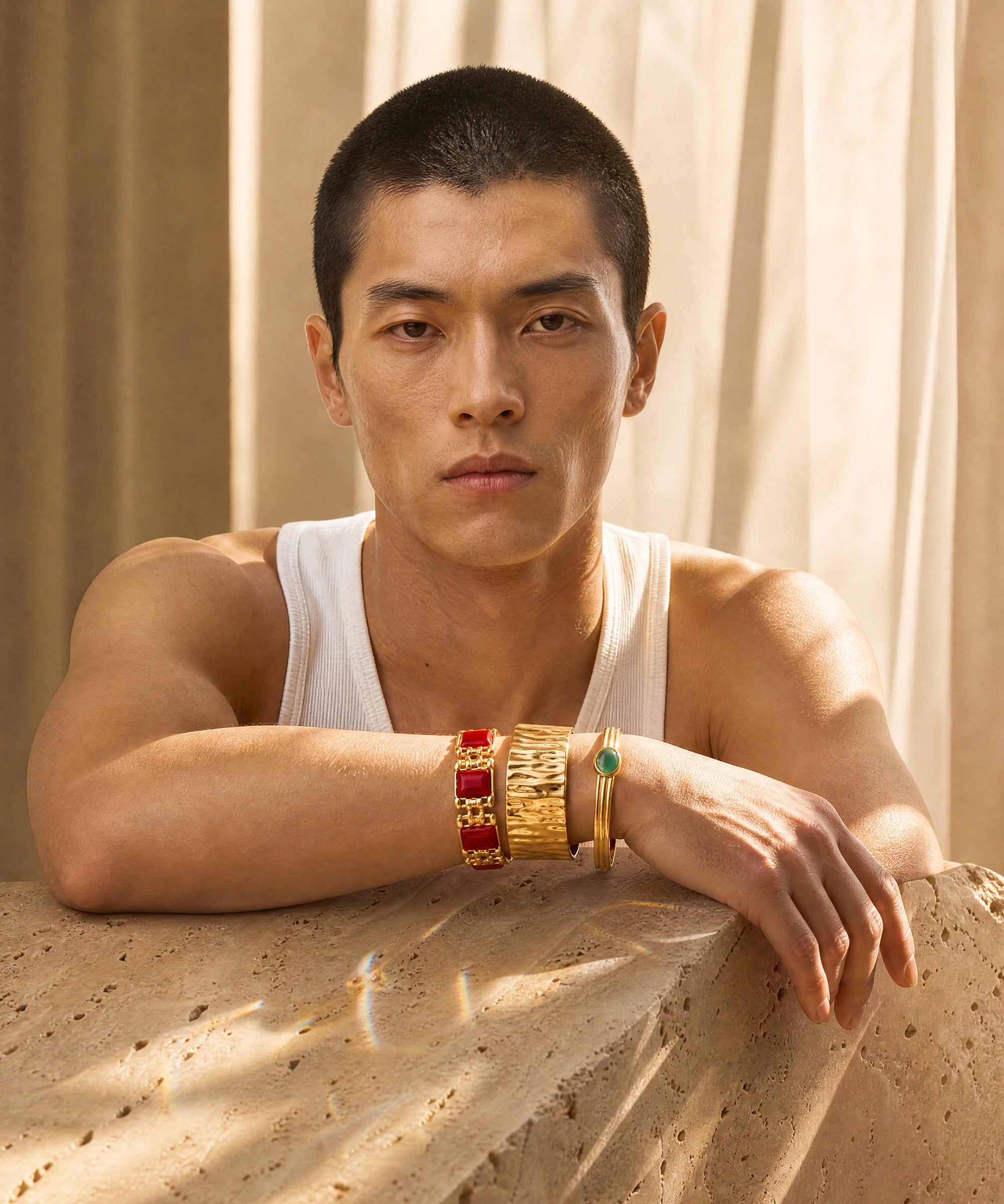 WARRIOR CUFF BRACELET WITH RED AGATE (LIMITED-EDITION)