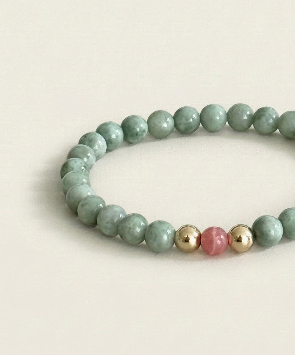 ETERNAL HORIZON BRACELET WITH RHODOCHROSITE & BURMESE JADE