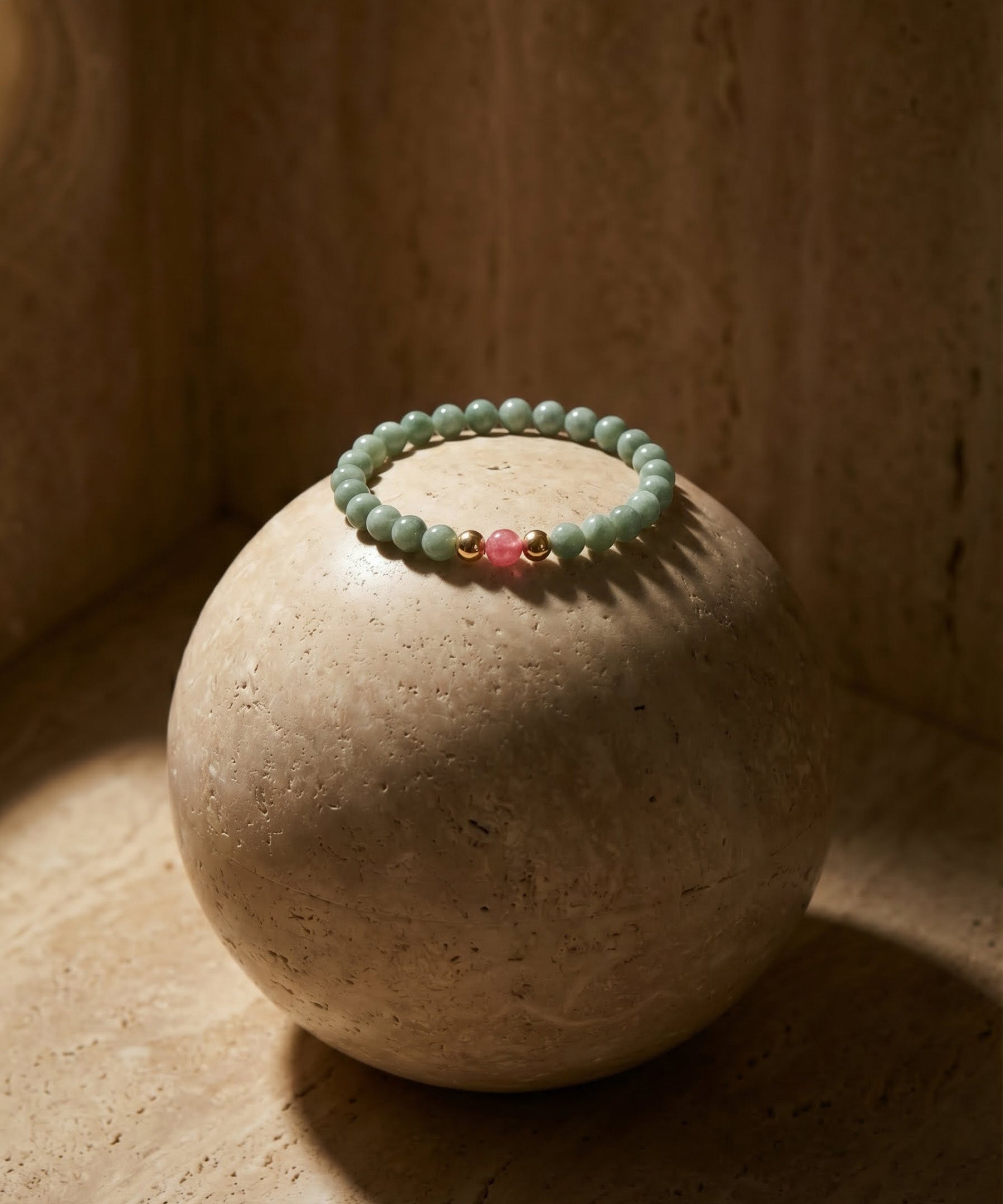 ETERNAL HORIZON BRACELET WITH RHODOCHROSITE & BURMESE JADE