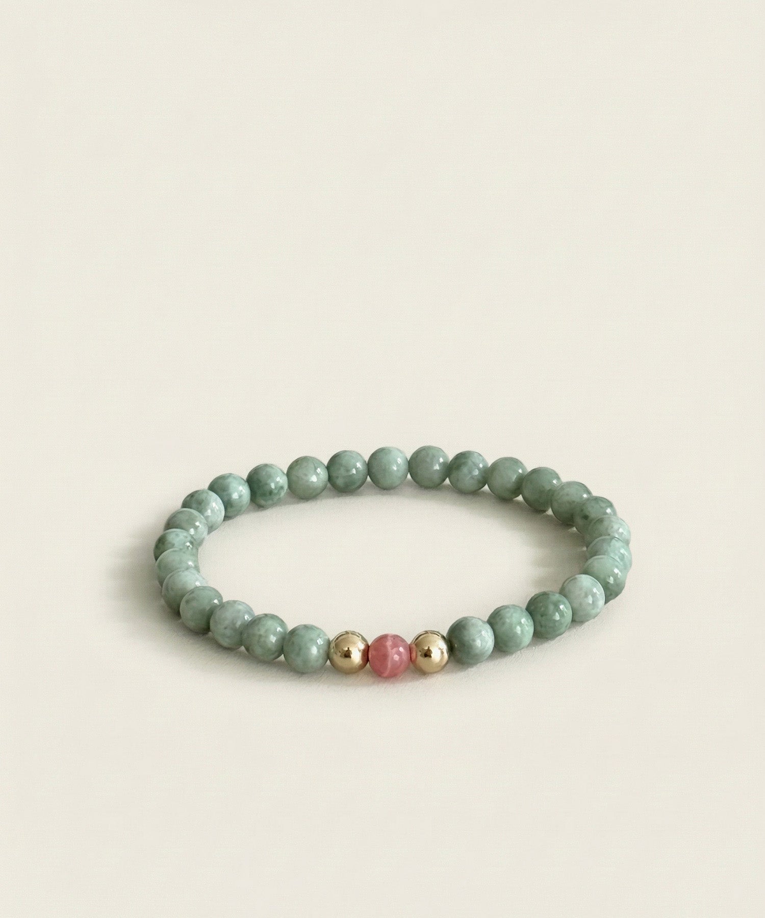 ETERNAL HORIZON BRACELET WITH RHODOCHROSITE & BURMESE JADE