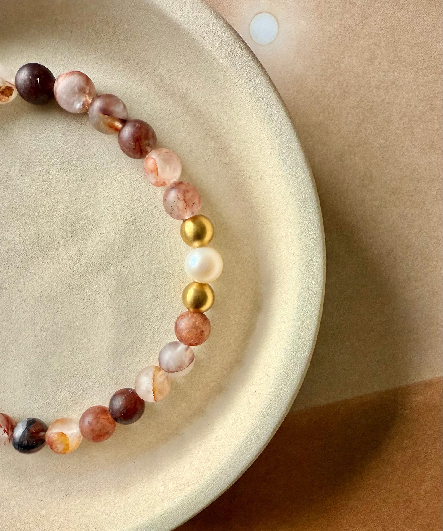GEMINI INNER FLAME BRACELET WITH PEARL & FIRE QUARTZ