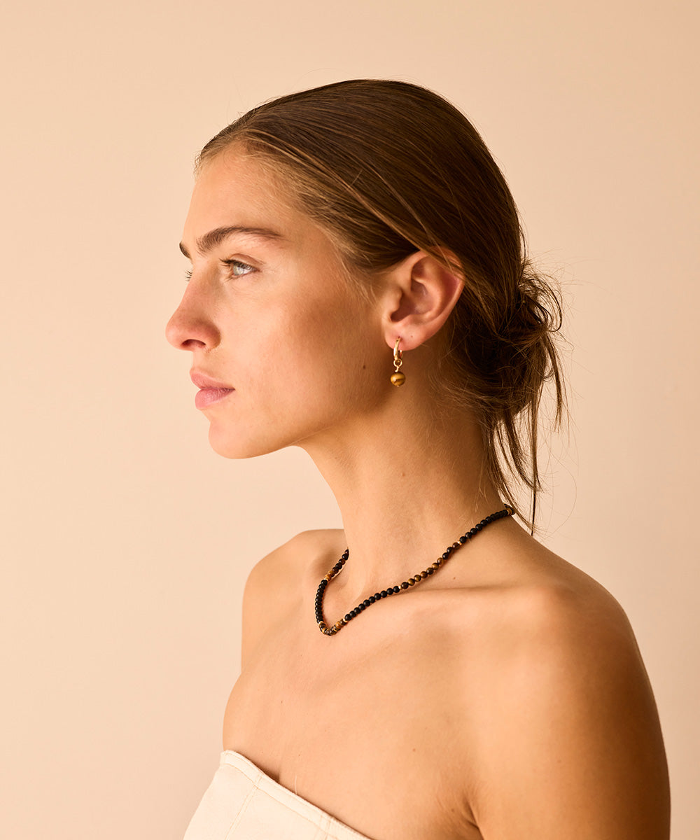 HIGHER COURAGE EARRINGS WITH TIGER'S EYE