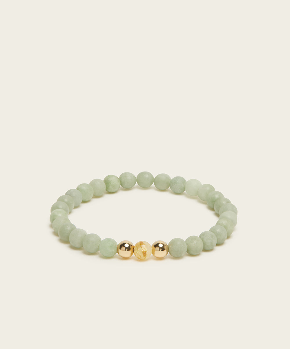 INNER ABUNDANCE BRACELET WITH RUTILATED QUARTZ & BURMESE JADE