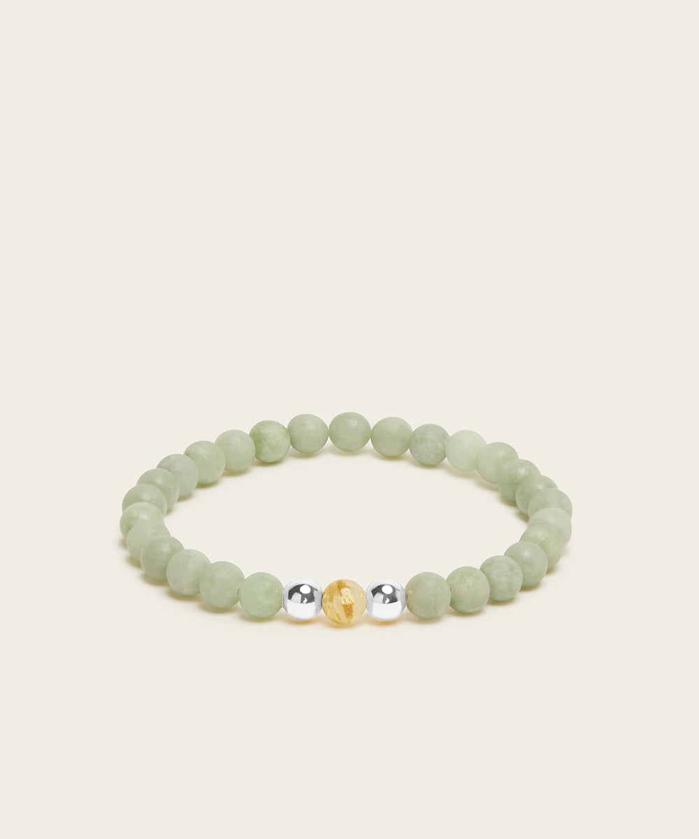 INNER ABUNDANCE BRACELET WITH RUTILATED QUARTZ & BURMESE JADE