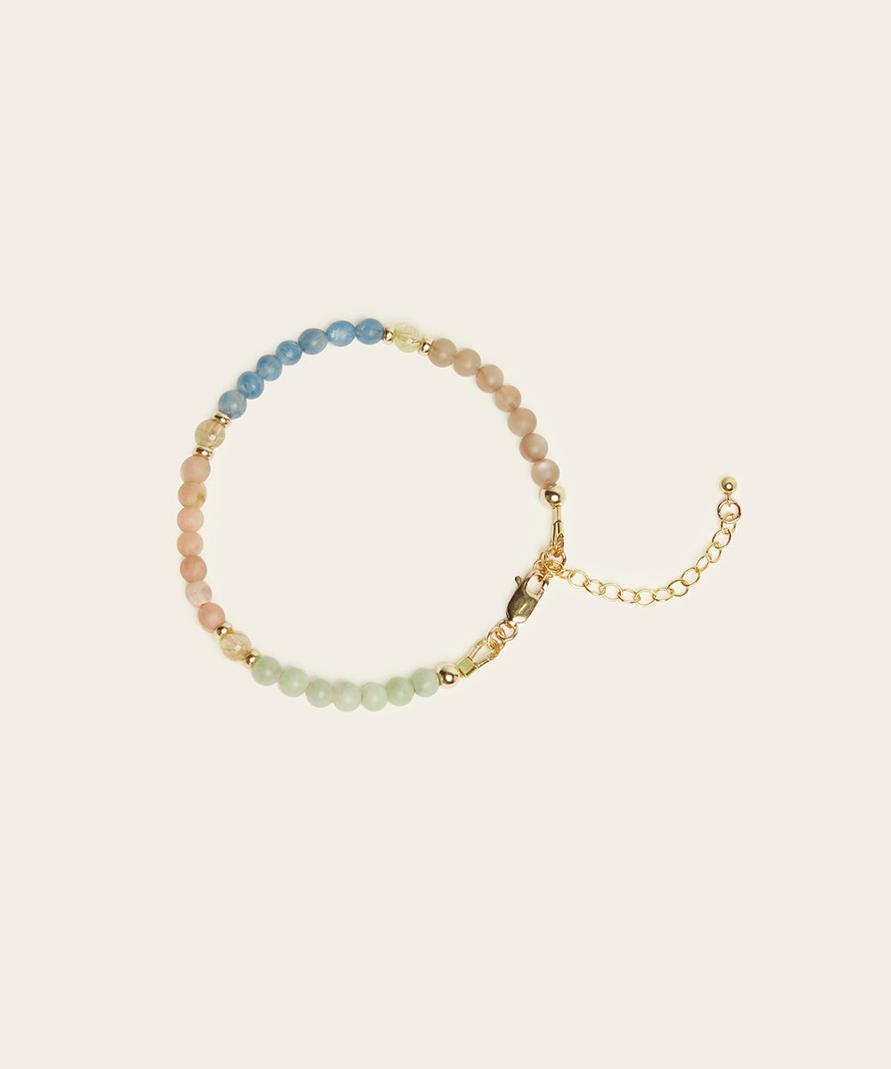 INNER LIGHT BRACELET WITH RUTILATED QUARTZ, JADE, KYANITE, SUNSTONE & MOONSTONE