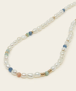 ISLAND DREAMS NECKLACE WITH PEARL, KYANITE, SUNSTONE & JADE