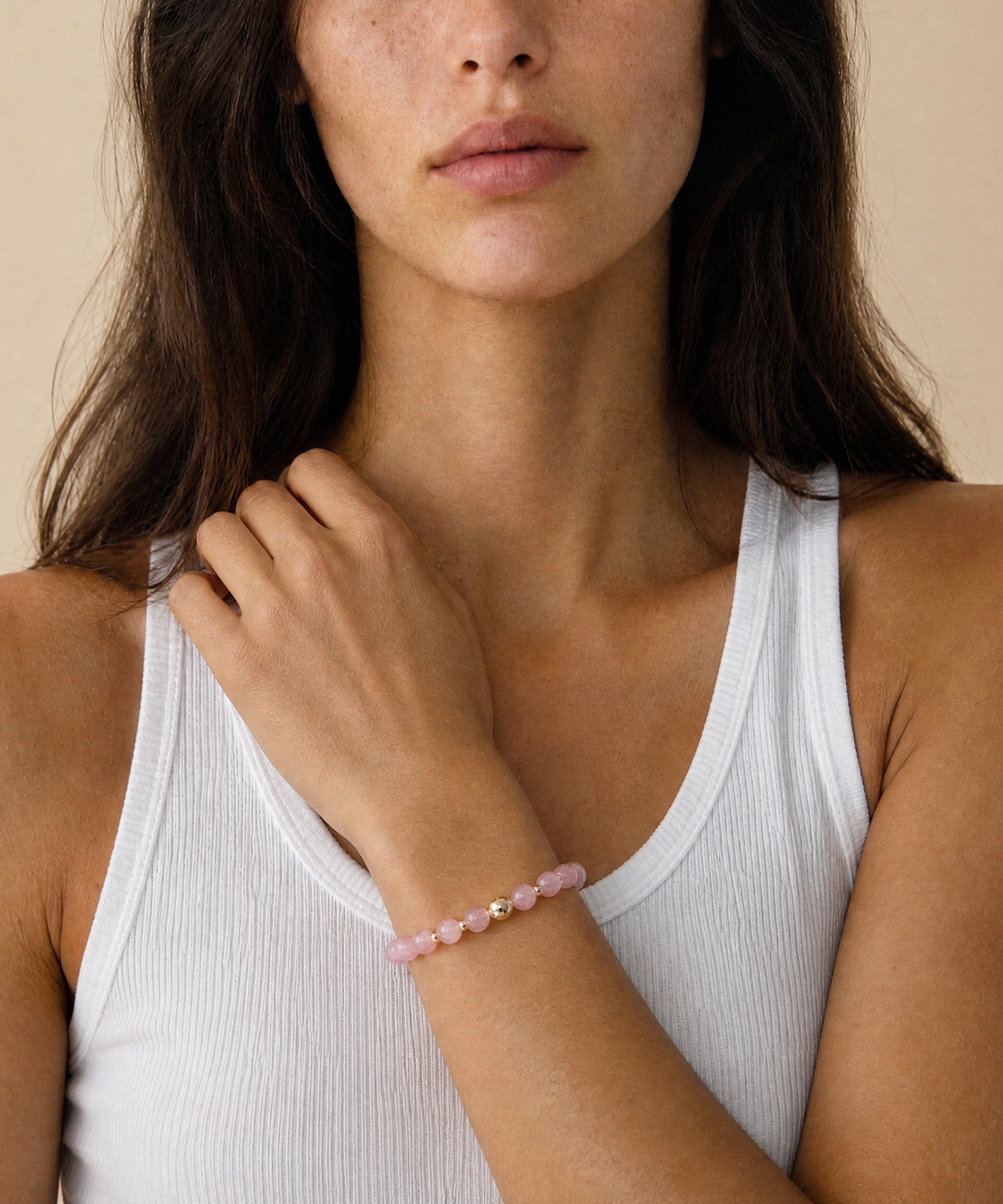 LOVE BRACELET WITH MADAGASCAR ROSE QUARTZ