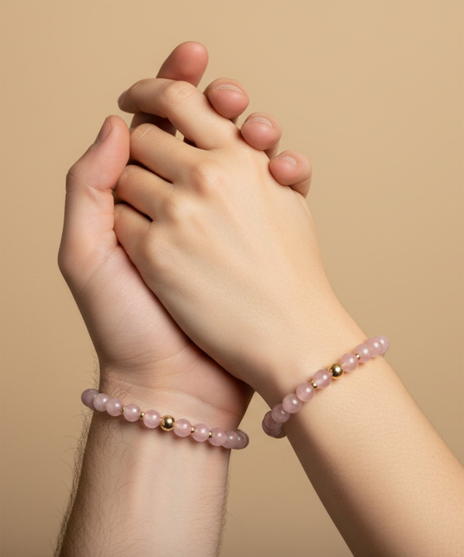 LOVE BRACELET WITH MADAGASCAR ROSE QUARTZ
