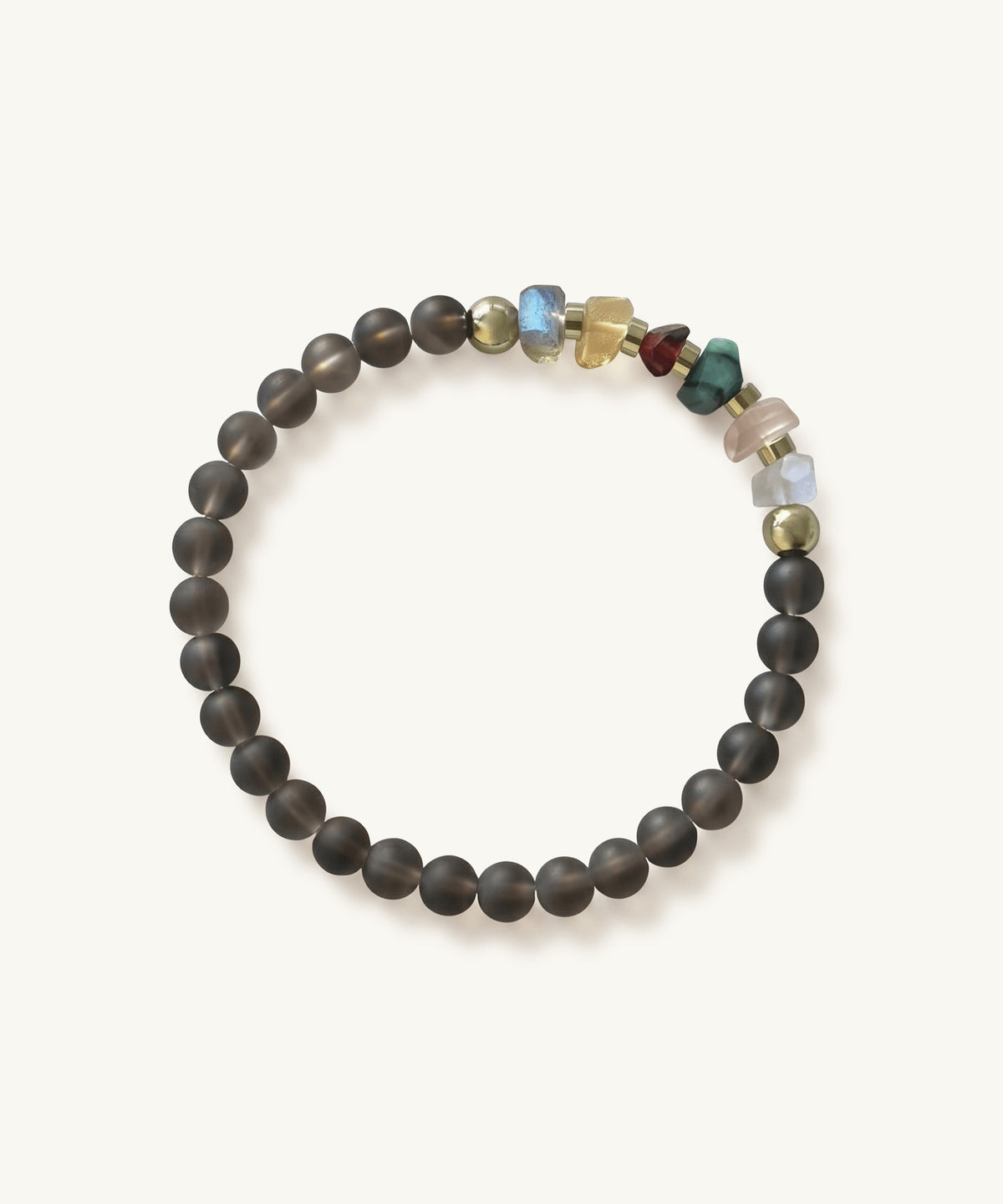 ODYSSEY BRACELET WITH MOONSTONE, CITRINE, LABRADORITE, GARNET, EMERALD, ROSE QUARTZ & SMOKY QUARTZ