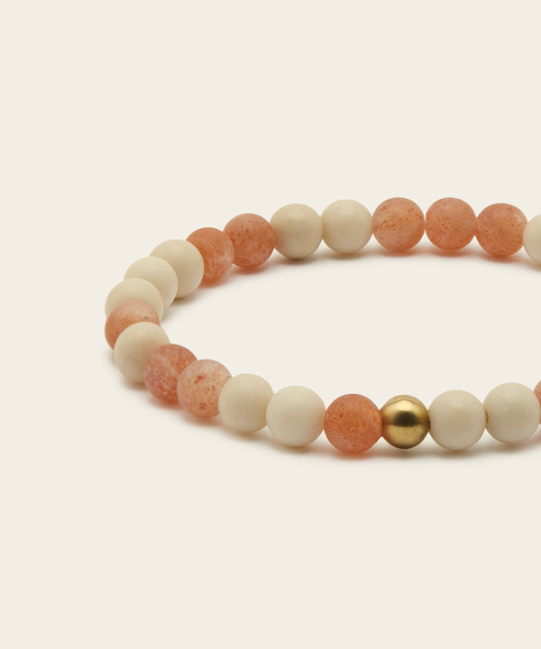 PEACEFUL BLISS BRACELET WITH SUNSTONE & FOSSIL CORAL