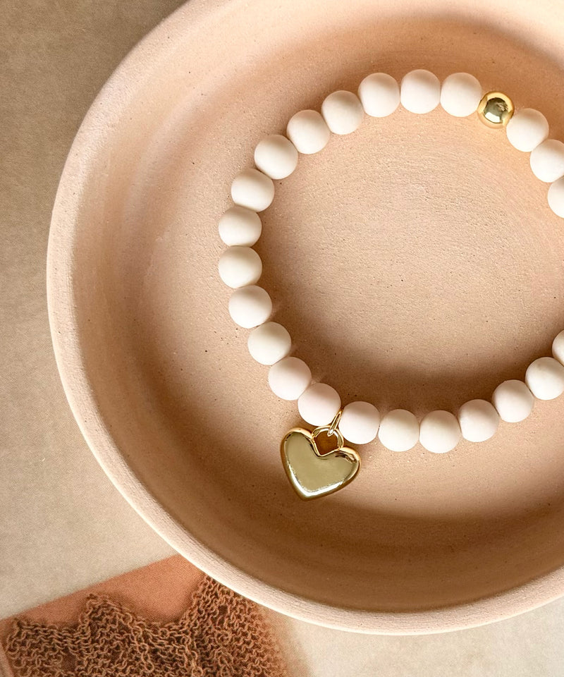 PEACEFUL HEART BRACELET WITH FOSSIL CORAL