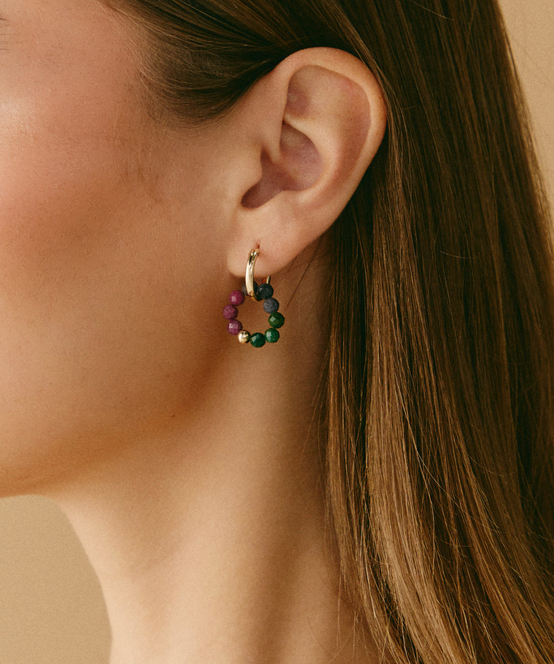 PRECIOUS ENERGY EARRINGS WITH EMERALD, RUBY & SAPPHIRE