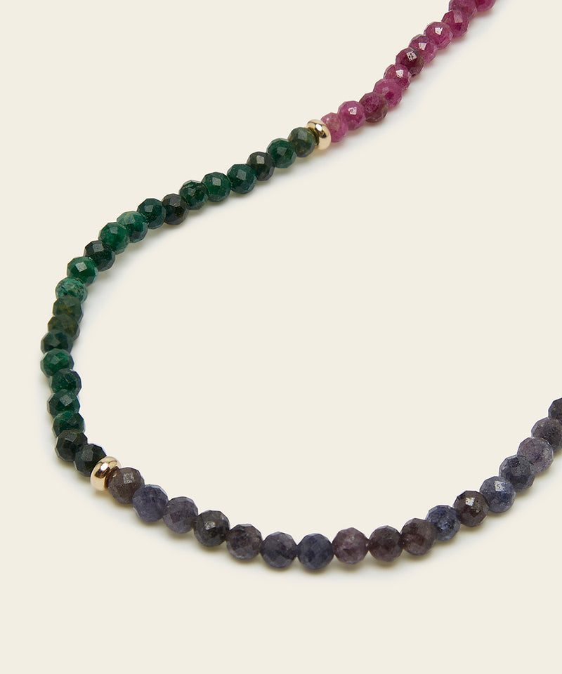 PRECIOUS ENERGY NECKLACE WITH EMERALD, RUBY & SAPPHIRE