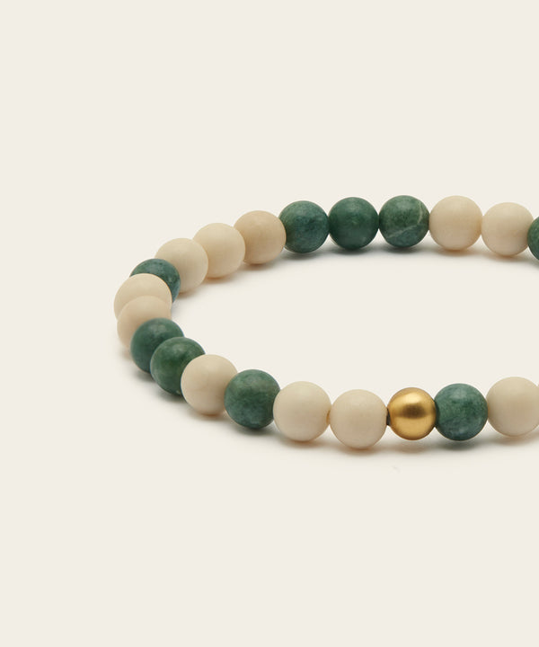 PROSPEROUS ADVENTURER BRACELET WITH BURMESE JADE & FOSSIL CORAL