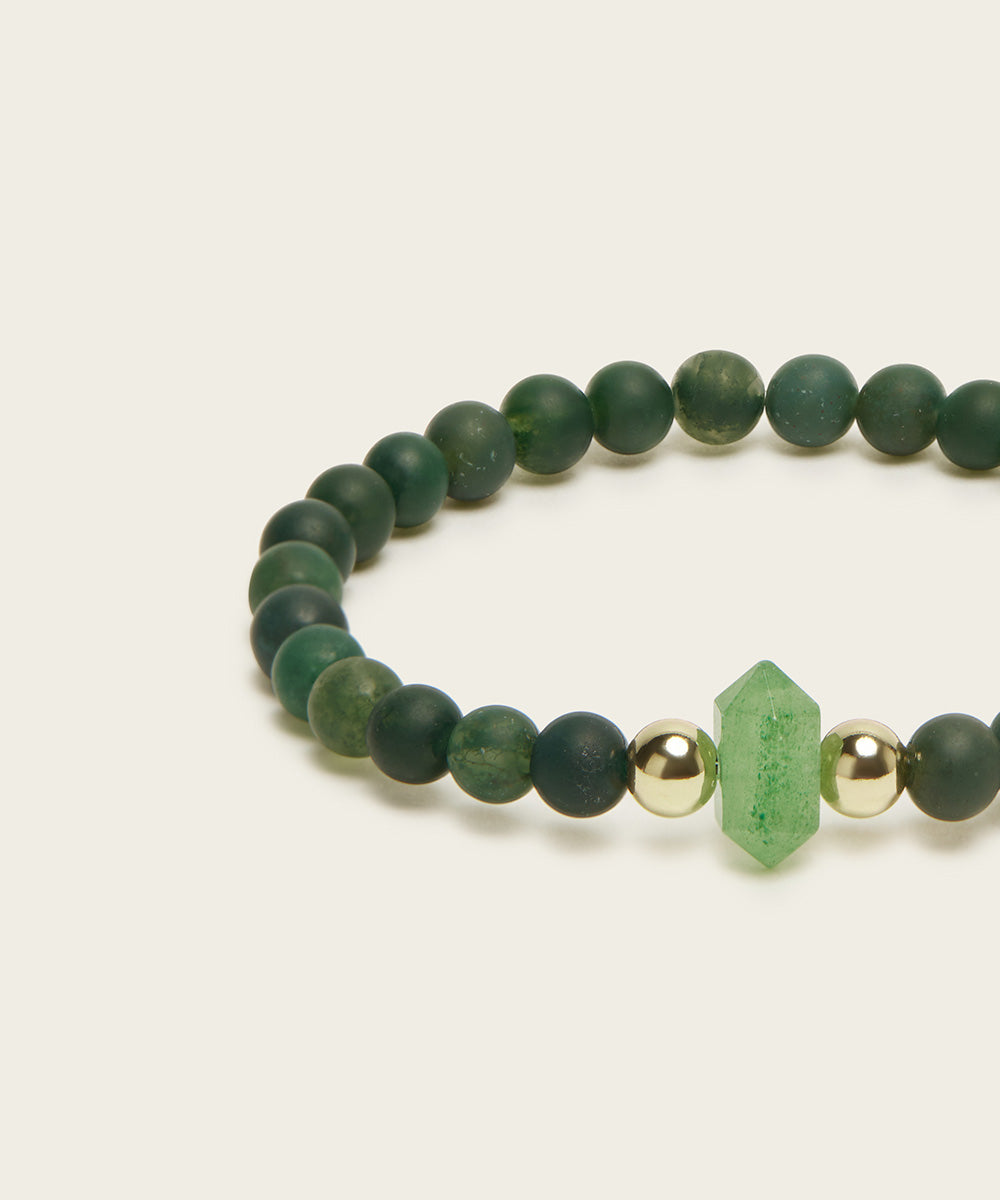 QUARTZ DRAGON BRACELET WITH AVENTURINE & MOSS AGATE