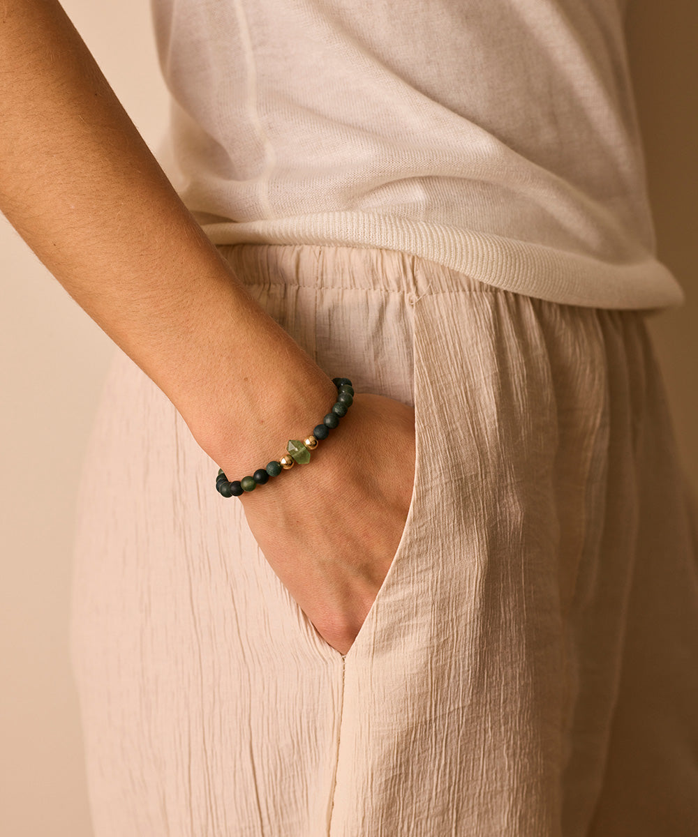 QUARTZ DRAGON BRACELET WITH AVENTURINE & MOSS AGATE