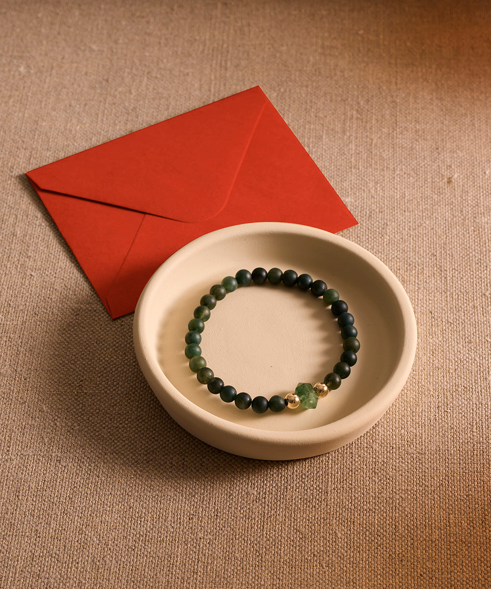 QUARTZ DRAGON BRACELET WITH AVENTURINE & MOSS AGATE