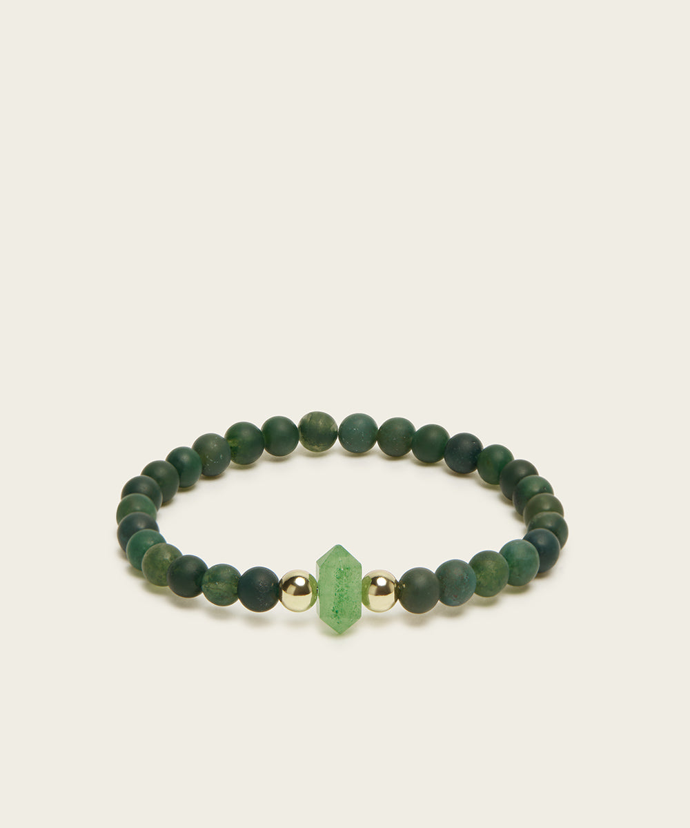 QUARTZ DRAGON BRACELET WITH AVENTURINE & MOSS AGATE