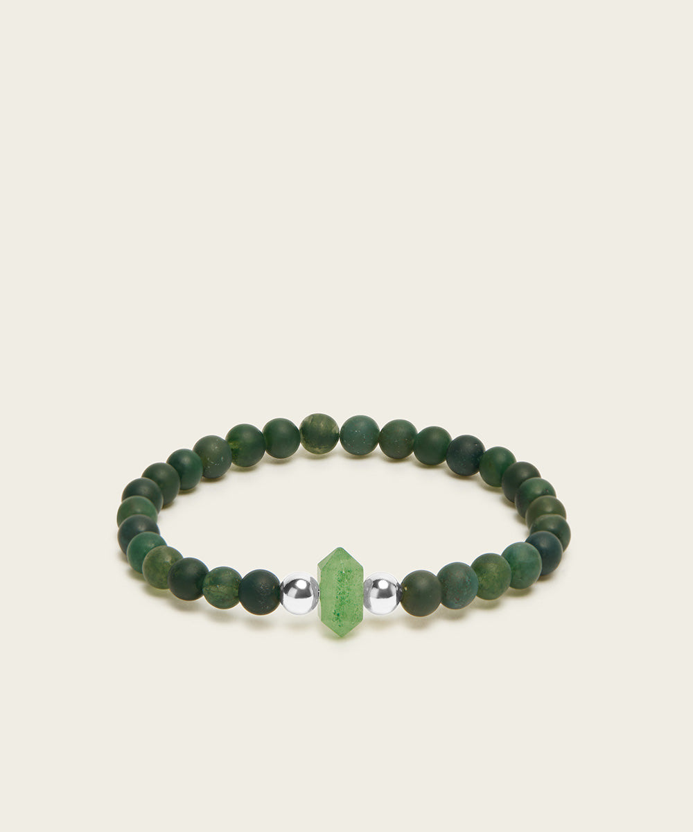 QUARTZ DRAGON BRACELET WITH AVENTURINE & MOSS AGATE