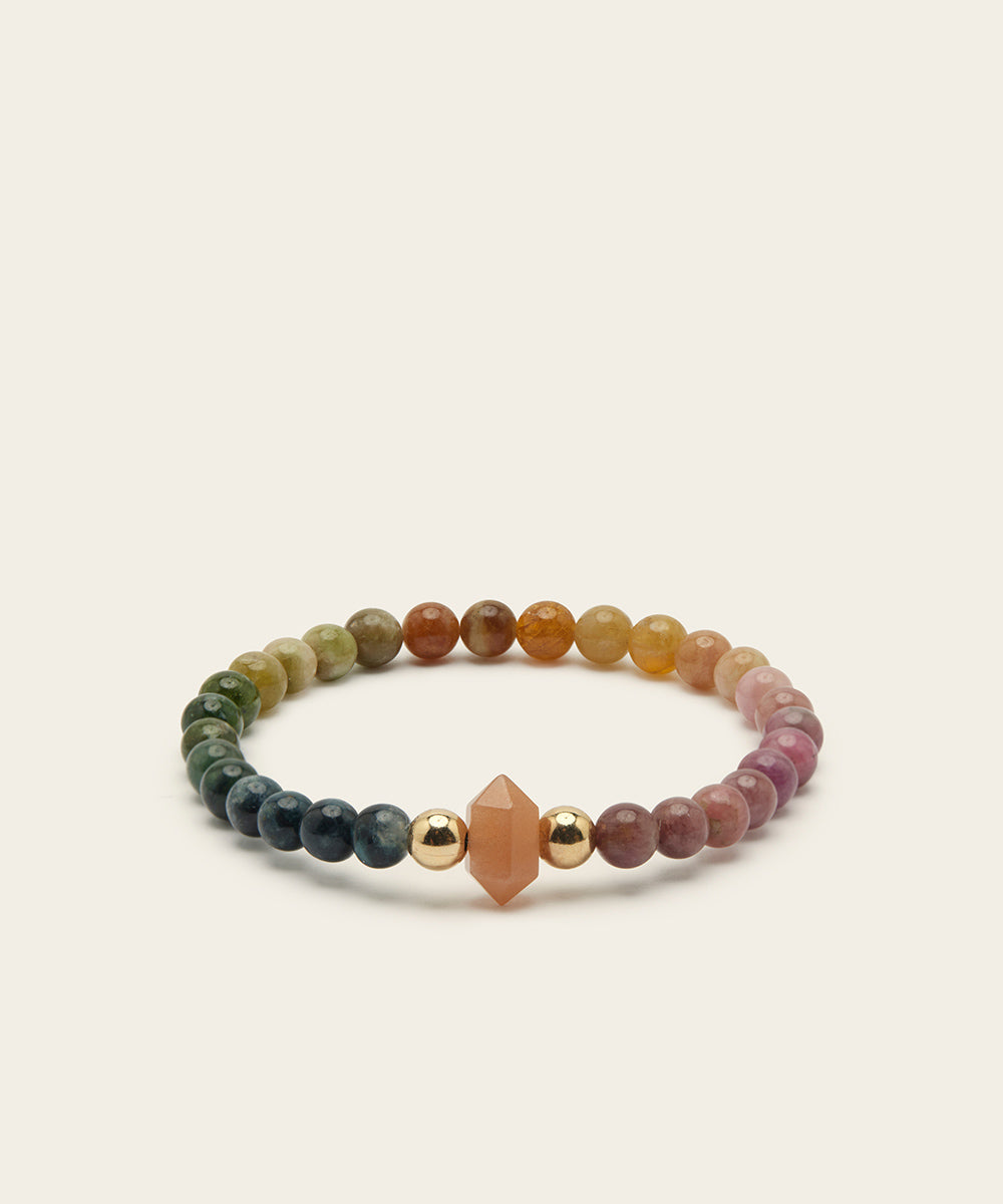 RAINBOW SERPENT BRACELET WITH SUNSTONE & RAINBOW TOURMALINE