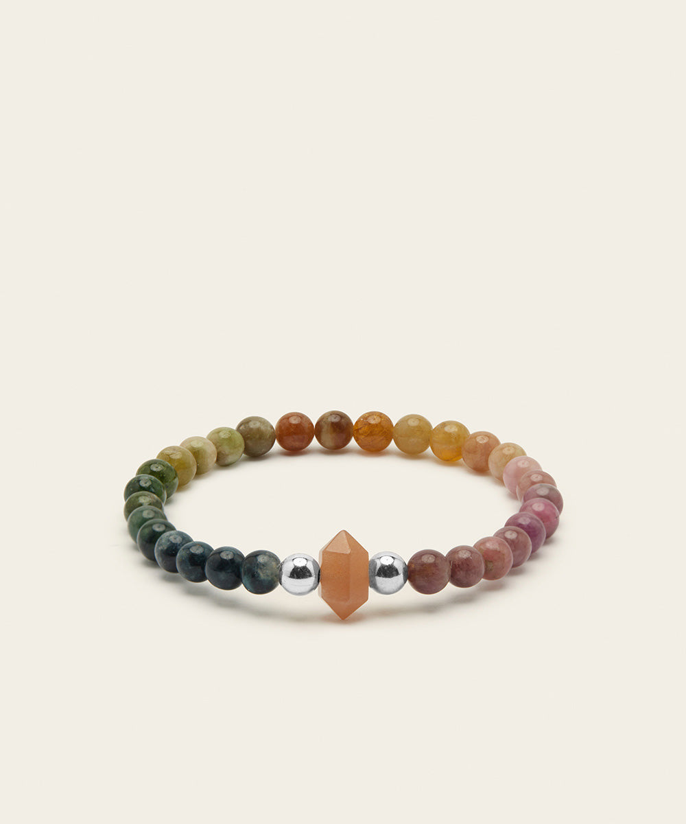 RAINBOW SERPENT BRACELET WITH SUNSTONE & RAINBOW TOURMALINE