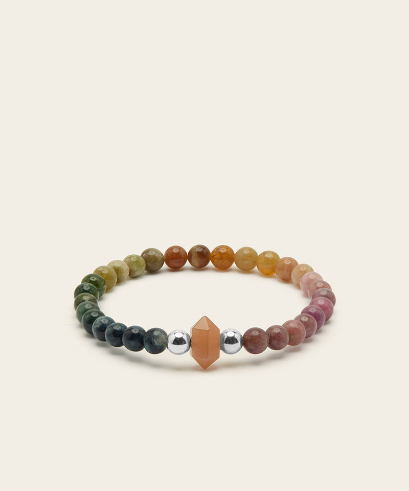 RAINBOW SERPENT BRACELET WITH SUNSTONE & RAINBOW TOURMALINE