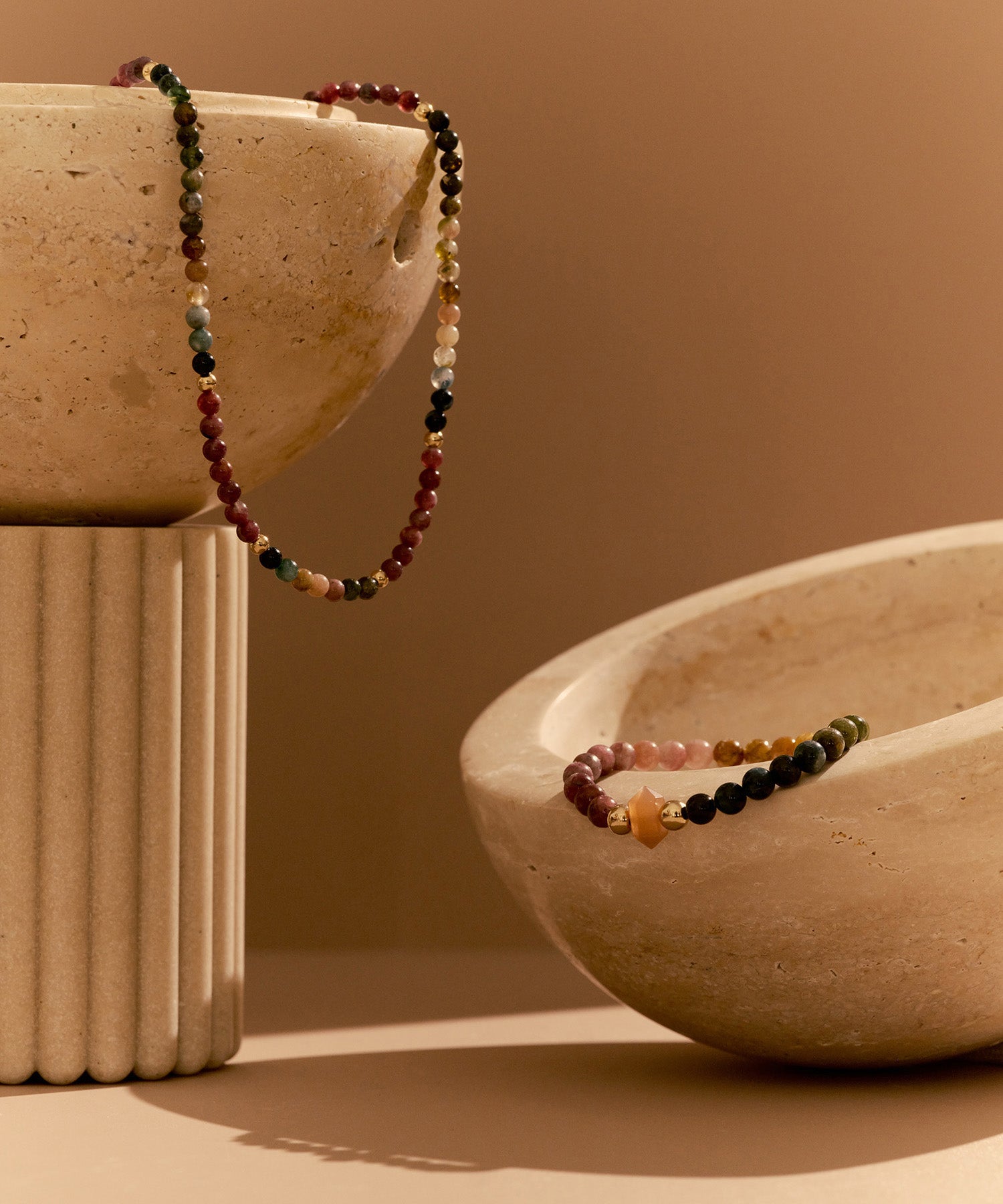 RAINBOW SERPENT BRACELET WITH SUNSTONE & RAINBOW TOURMALINE