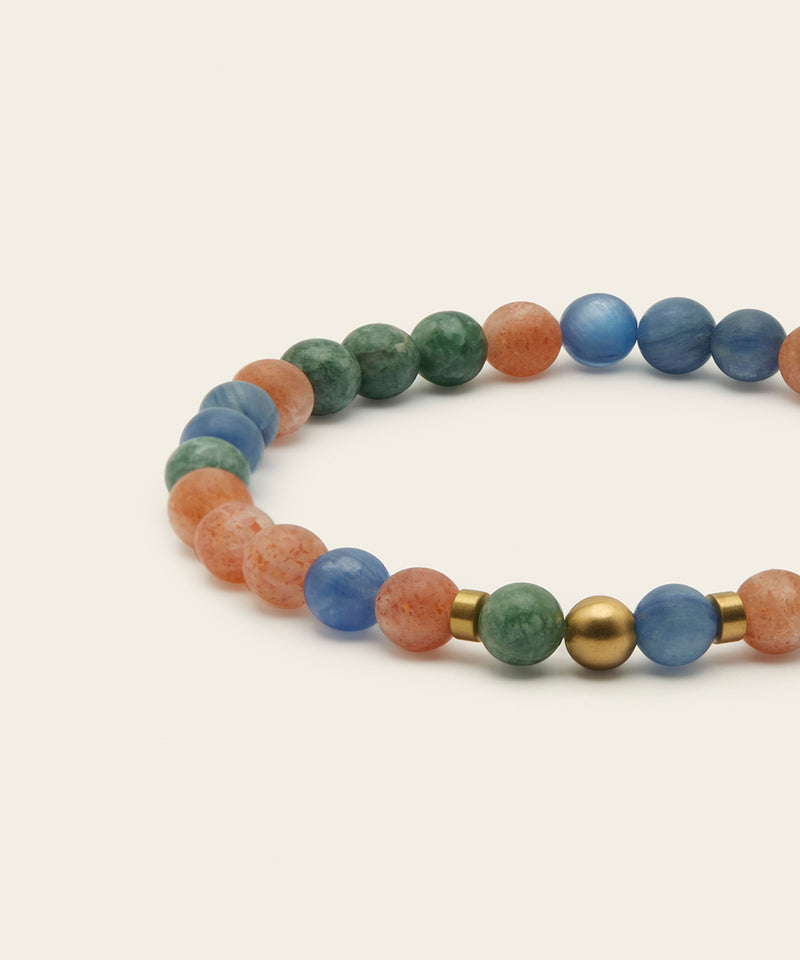 SUMMER SOLSTICE BRACELET WITH KYANITE, SUNSTONE & JADE