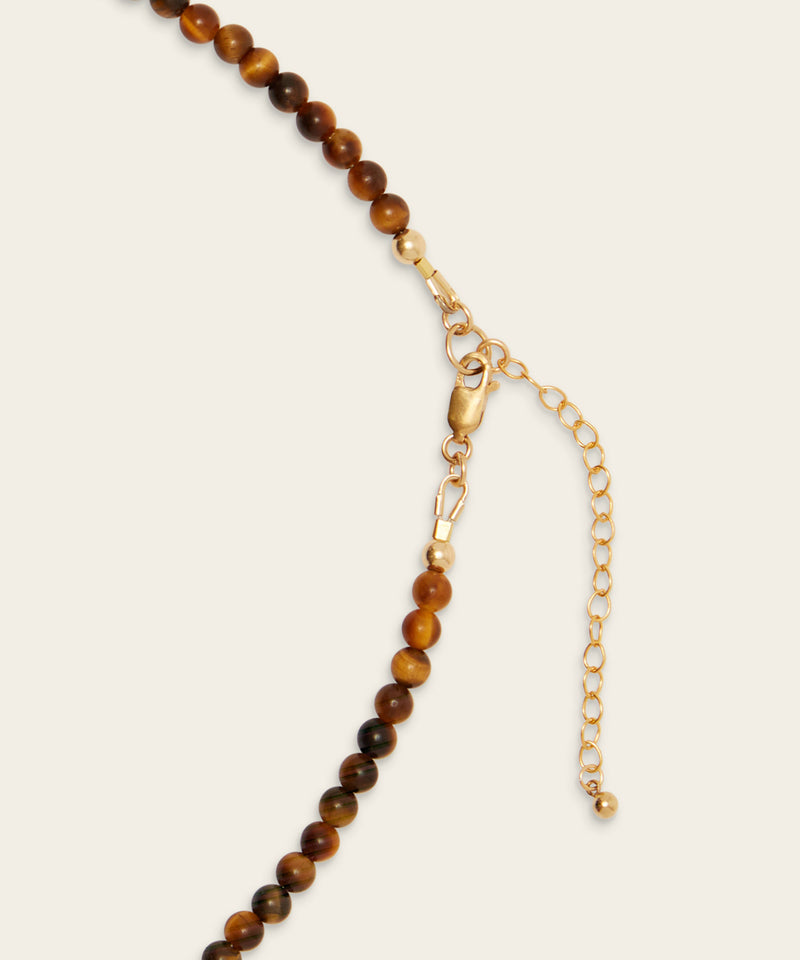 2 Layer Agate Necklace With Tiger Eye Beads, Blue